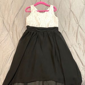 Black and white high low kids dress